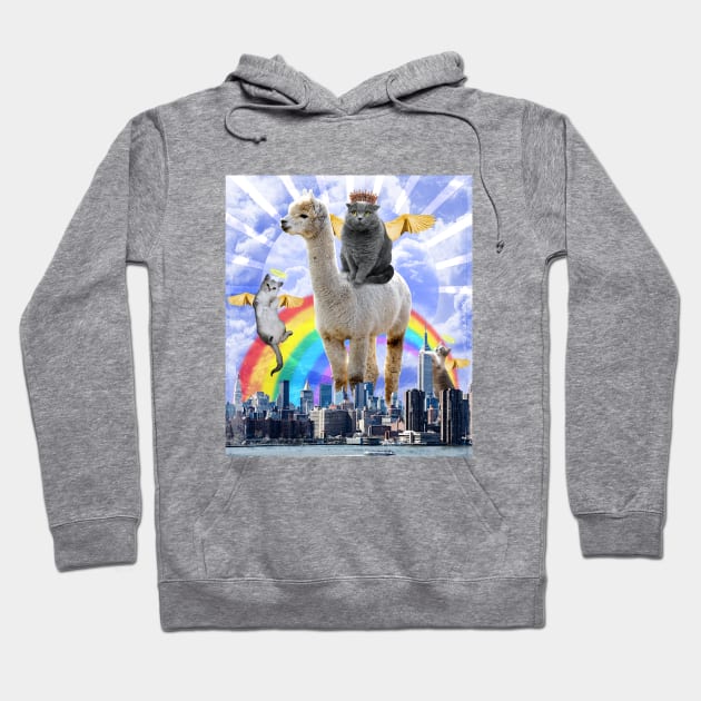 Angel Cats Surreal Collage Hoodie by Hmus